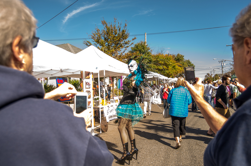 Anna Rexia turns heads and posed for photos during the CAMP Rehoboth block party garnering interest for the Monster Ball on Oct. 20 atTthe Pond in Rehoboth. BY DENY HOWETH